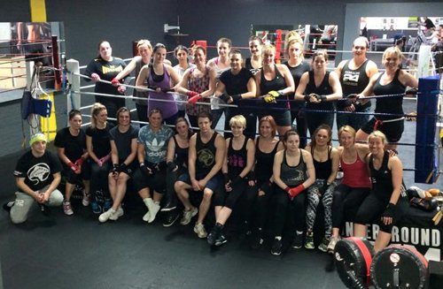 Charity boxers at gym